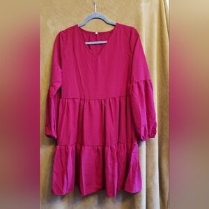 Vibrant Red Wibe Tiered Dress